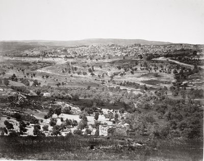 Vue panoramique de Jérusalem depuis le mont des Oliviers, imprimée dans un folio éléphant de gravures publié par James Virtue, 1860 - Francis Frith